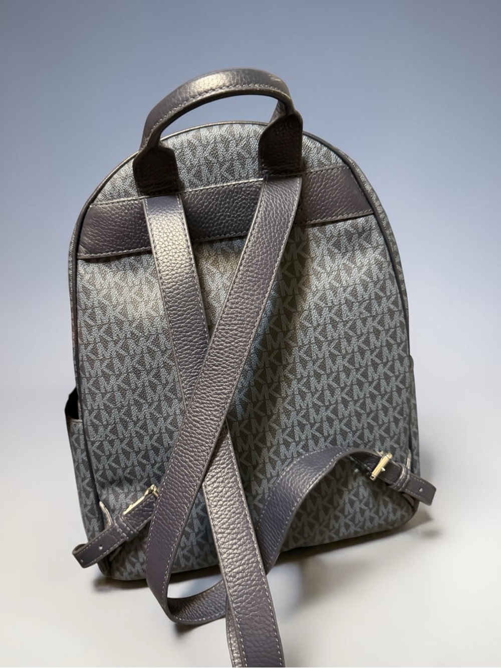 Michael Kors Navy Signature MK Monogram Backpack with Gold Hardware - Picture 2 of 3